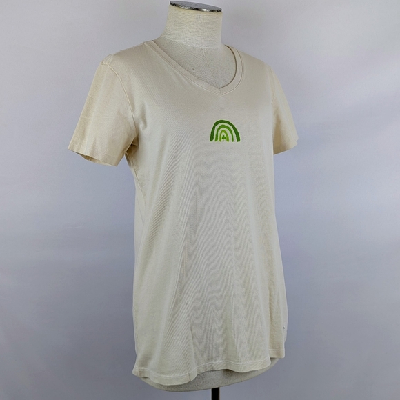 Life Is Good Quirky Clover Rainbow Crusher Tee V-Neck Putty White M NWT - Picture 6 of 10